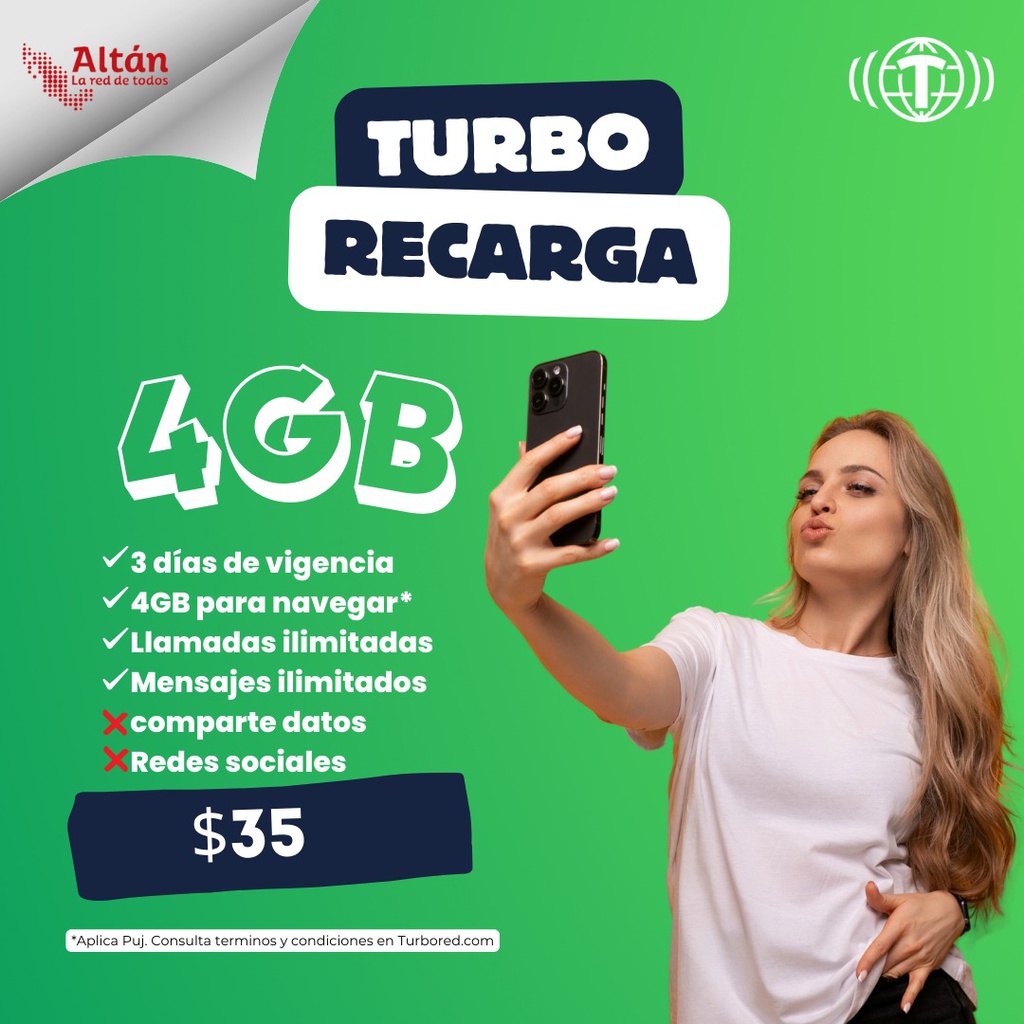 Turbo Recarga 3 días (Requiere SIM ya activo)