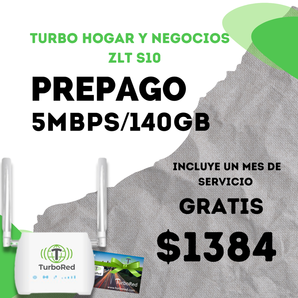 Combo Turbo Internet Hogar Prepago con 1 Mes Gratis Plan: Turbo 5/140GB