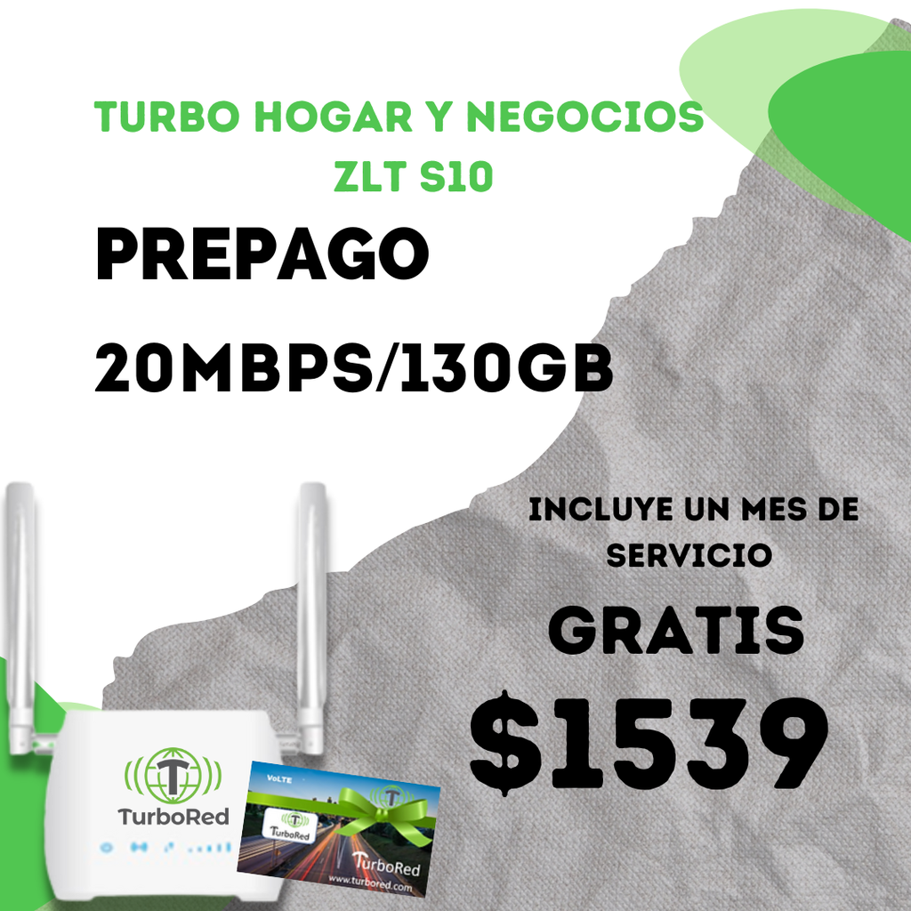 Combo Turbo Internet Hogar Prepago con 1 Mes Gratis Plan: Turbo 20/130GB