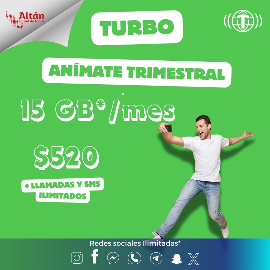 Activación Turbo Anímate Trimestral 15GB