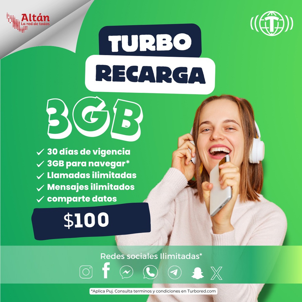 Turbo Recarga Elemental 3GB 30 días (Requiere SIM ya activo)