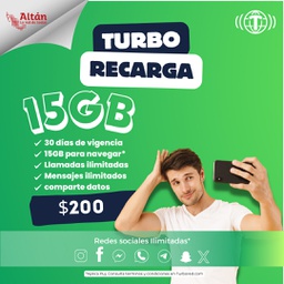 [RECNEW15] Turbo Recarga Animate 15GB (Requiere SIM ya activo)