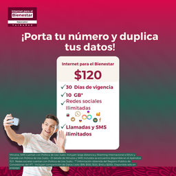 Internet para el Bienestar: Prepago 30 Días  10GB (Promoción portabilidad)